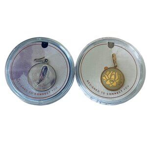 2 x Alex and Ani Color Infusion Charms ~ Purple Feather & Lotus Peace Petal